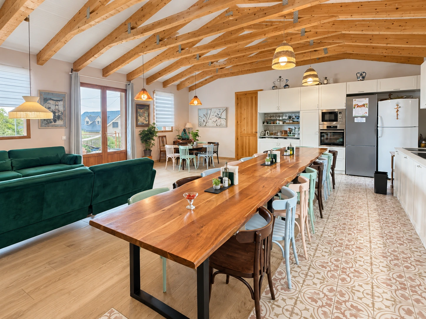 Comedor de la casa donde se hacen las comidas del retiro